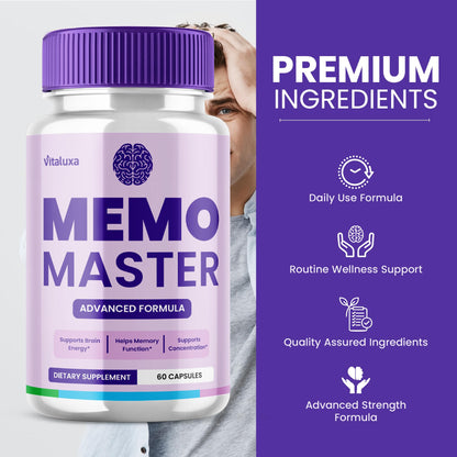 (3 Pack) Memo Master Capsules – Memo Mastery Memory Pills for Focus & Clarity (180 Count)