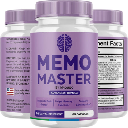 (5 Pack) Memo Master Capsules – Premium Memory Support (300 Capsules, 5 Months)