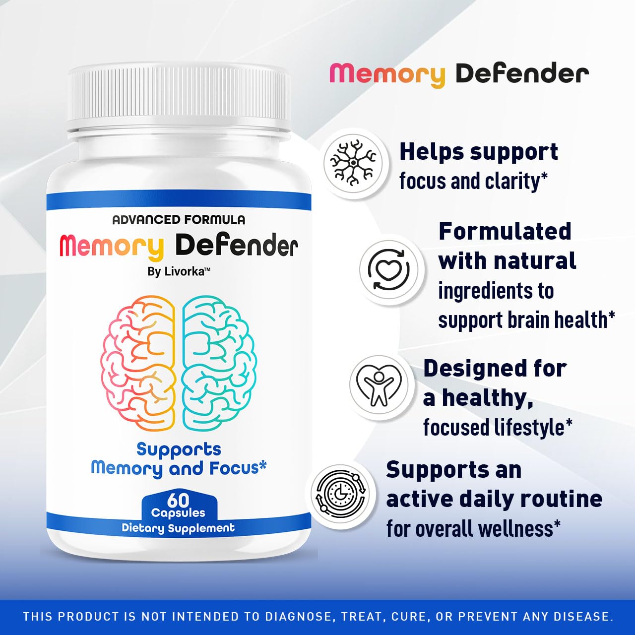 (3 Pack) Memory Defender Capsules – Brain Support Pills & Daily Wellness