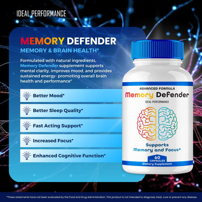 Memory Defender Capsules | MemoryDefender Brain & Memory Supplement Pills – 5 Pack