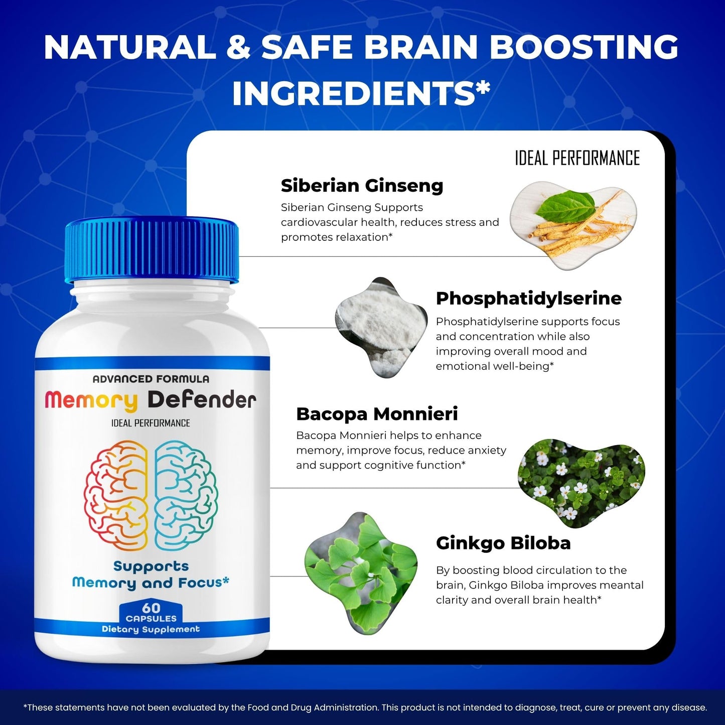 Memory Defender Capsules | MemoryDefender Brain & Memory Supplement Pills – 5 Pack