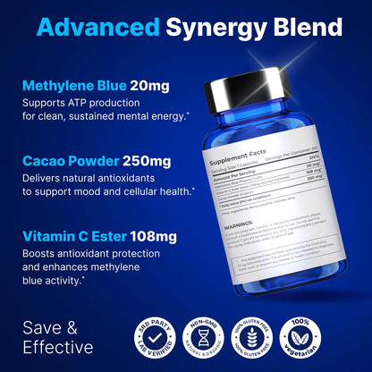 Ultimate Methylene Blue Capsules 20mg – Brain Focus & Energy, USA Made