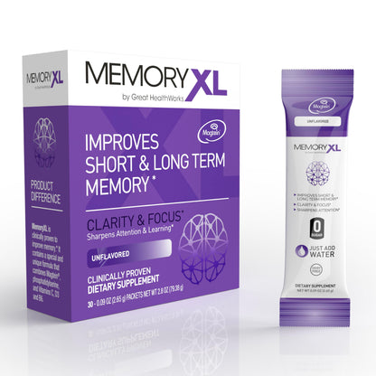 MemoryXL Magnesium L-Threonate for Focus & Memory | OmegaXL 30pk Unflavored