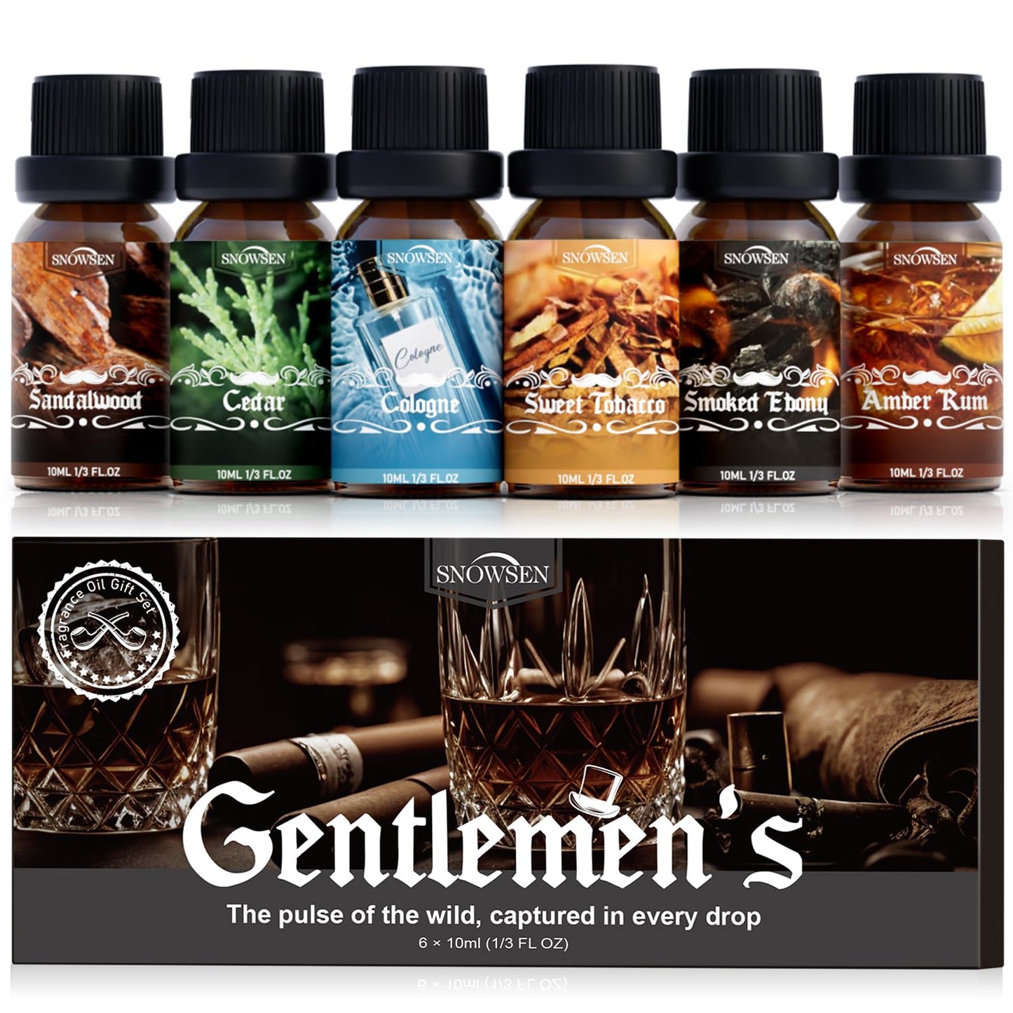 Men Diffuser Oils Gift Set | SNOWSEN Gentlemen's Essential Oils for Home Diffusers
