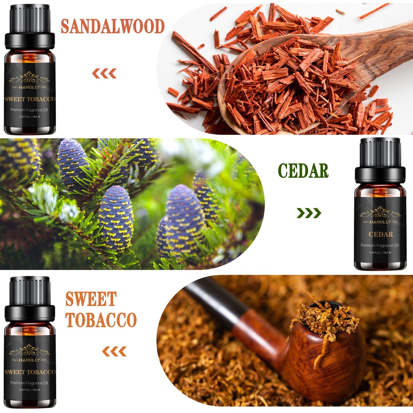 Men's Essential Oils Set – 6x10ml Aromatherapy Oils for Diffuser