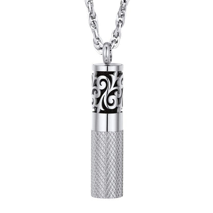 Men Perfume Locket Diffuser Necklace - Stainless Steel Pendant