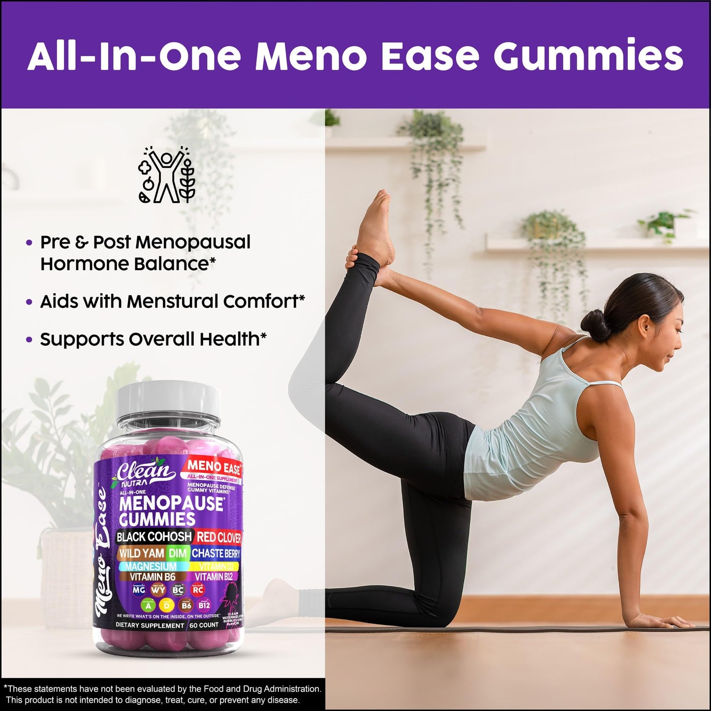 Meno Ease Menopause Gummies – Hormone Balance & Relief for Women | Clean Nutra