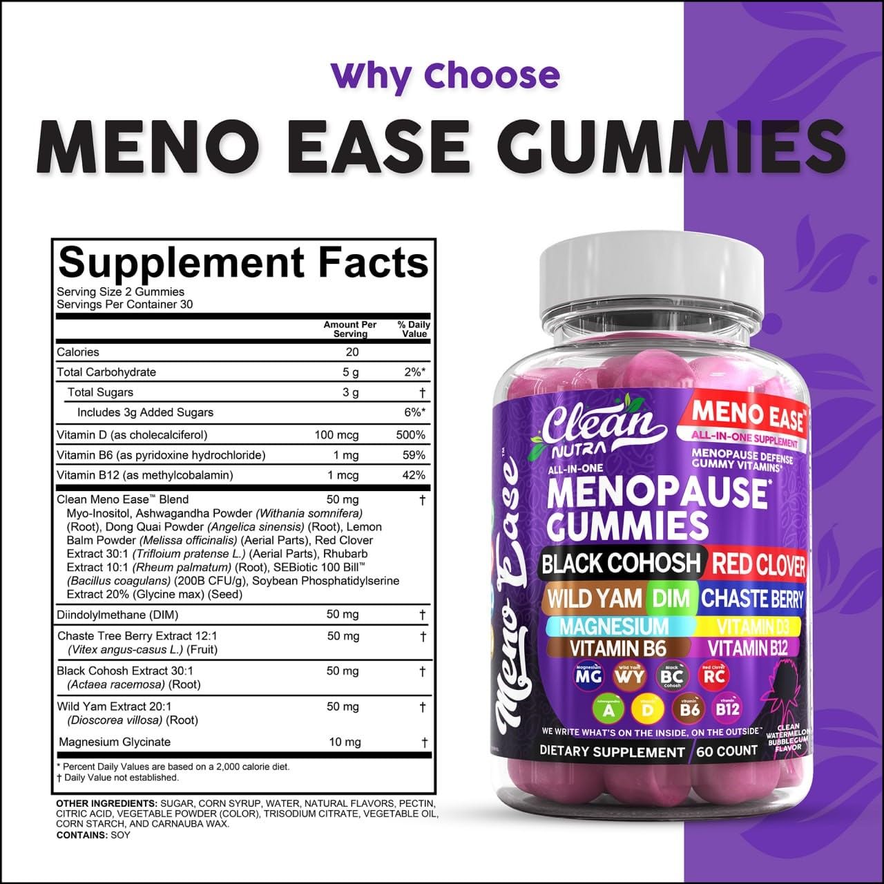 Meno Ease Menopause Gummies – Hormone Balance & Relief for Women | Clean Nutra