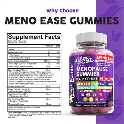 Meno Ease Menopause Gummies – Hormone Balance & Relief for Women | Clean Nutra