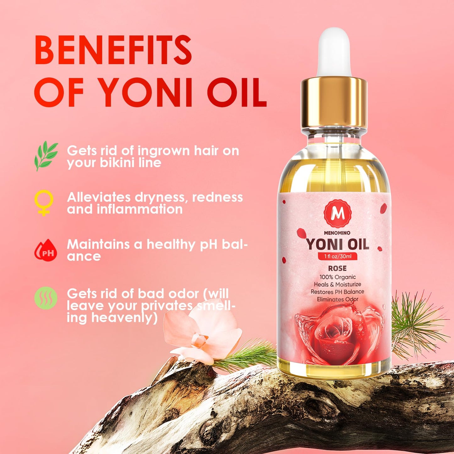 MENOMINO Rose Yoni Oil 2-Pack — Organic Feminine Oil, pH Balanced
