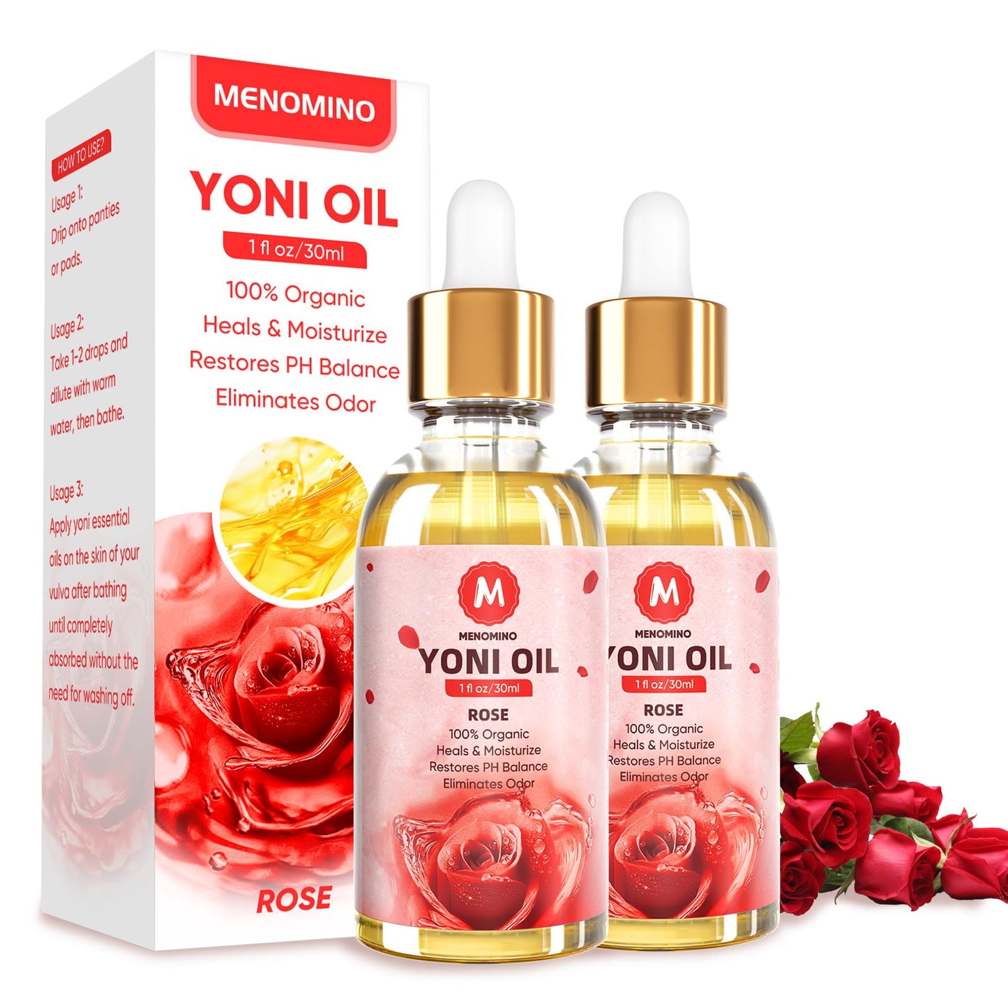 MENOMINO Rose Yoni Oil 2-Pack — Organic Feminine Oil, pH Balanced