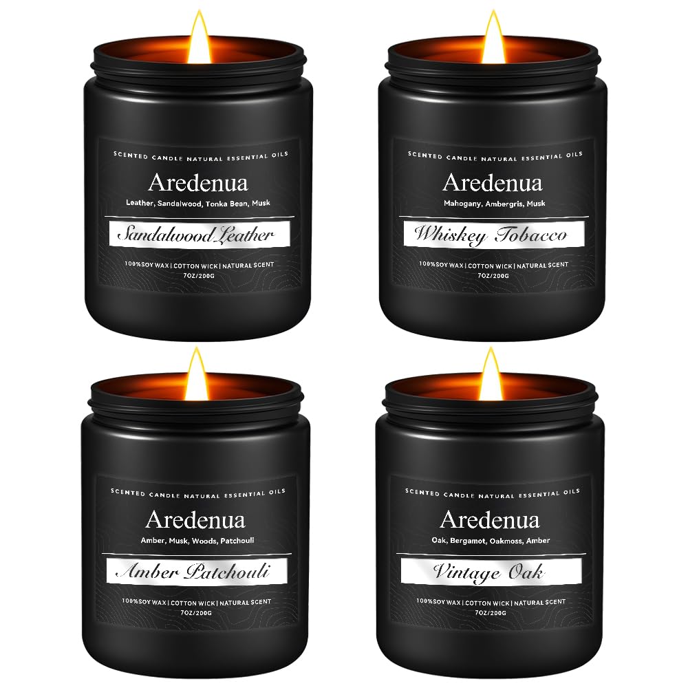 Mens Candle Set – 4 Pack Soy Candles for Men | Masculine Gift Set