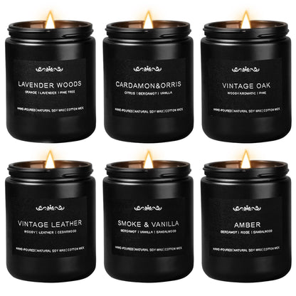 Scented Candles for Men — 6-Pack, 42oz, 300 Hours Burn Time