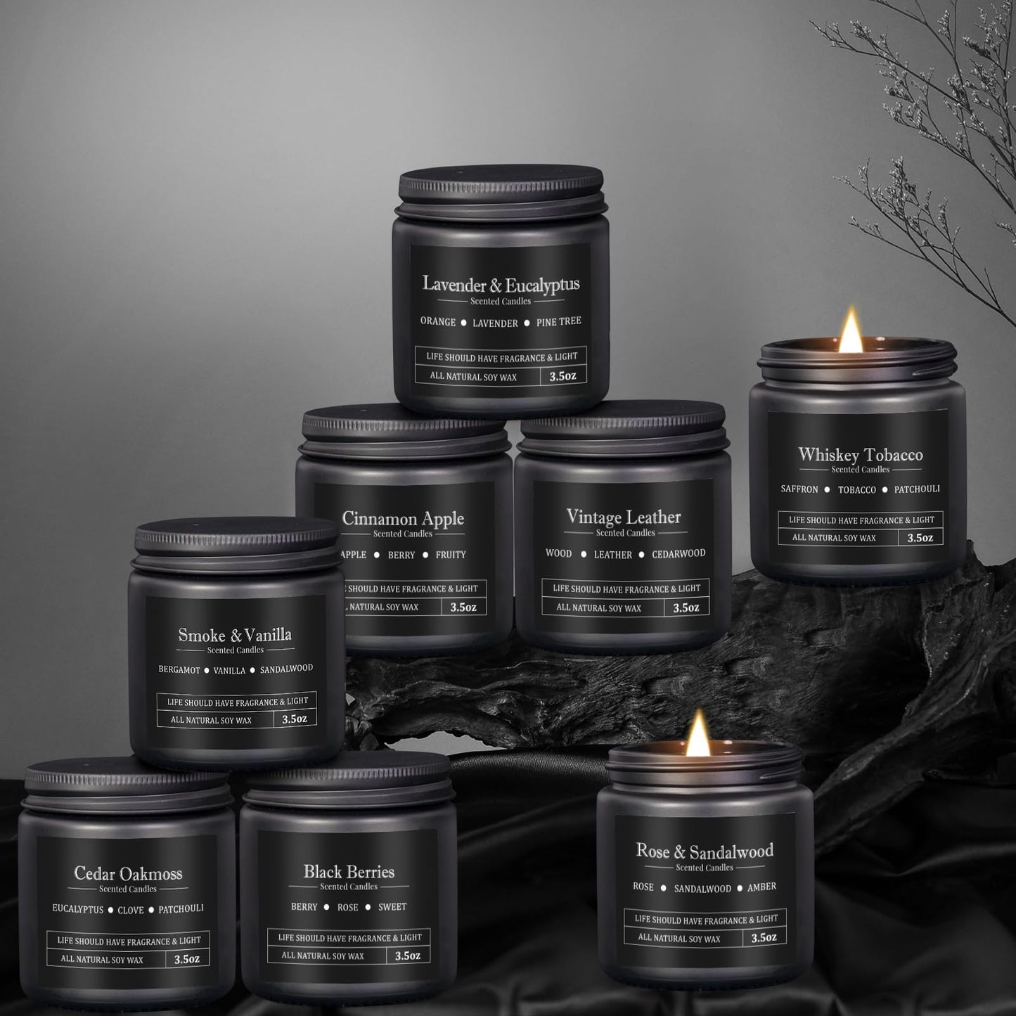 8 Pack Men Scented Soy Candles Set – Aromatherapy Gift for Men