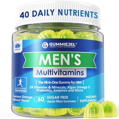 Mens Multivitamins Gummies - Multiminerals, Vegan Omega-3, Probiotics (60 count)