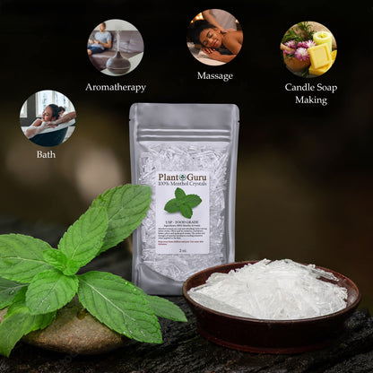 Menthol Crystals 4 oz – Mentha Arvensis 100% Pure Natural USP Food Grade for Cosmetics, Balms, Salves, Creams & Soap Making