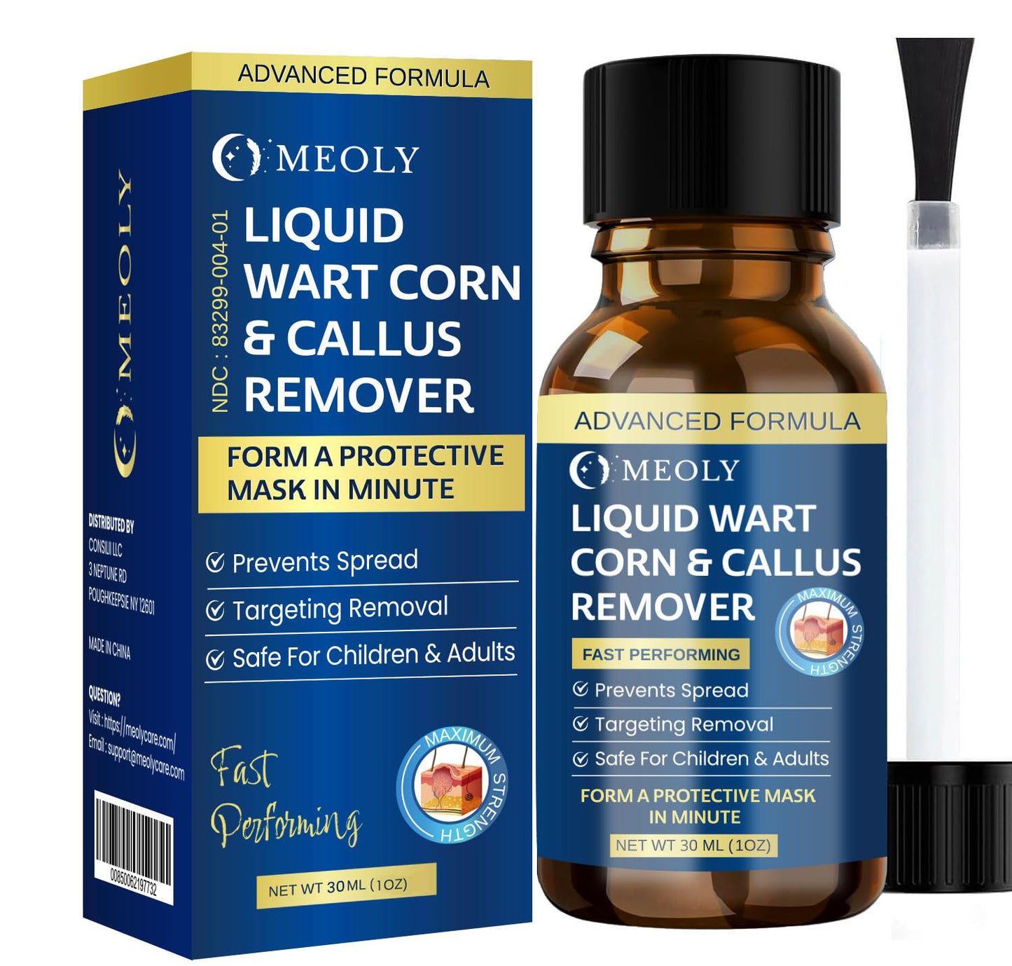 MEOLY Fast-Acting Wart Remover Freeze Off – Plantar Warts, Corns & Calluses, 30 ml