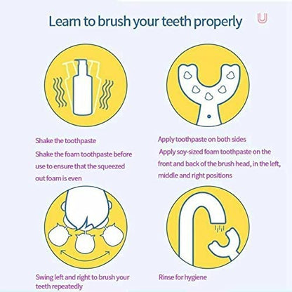 Meqtpomy Kids U-Shaped Electric Toothbrush – Waterproof, Battery-Powered 360° Sonic Brushing (8–13 yrs, Pink)