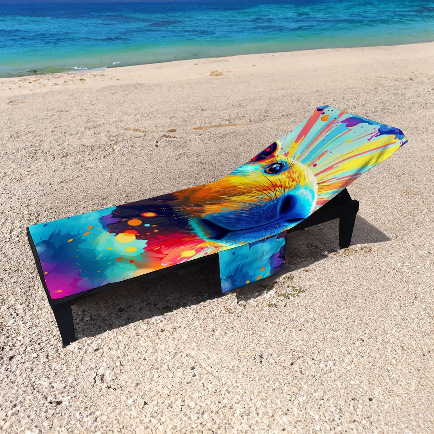 Colourful Capybara Painting - Sunbed Towel
