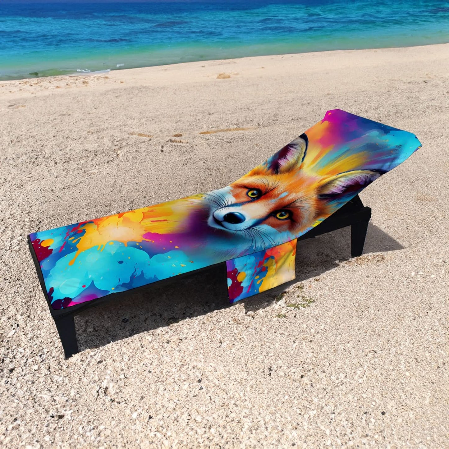 Colourful Fox Painting - Sunbed Towel