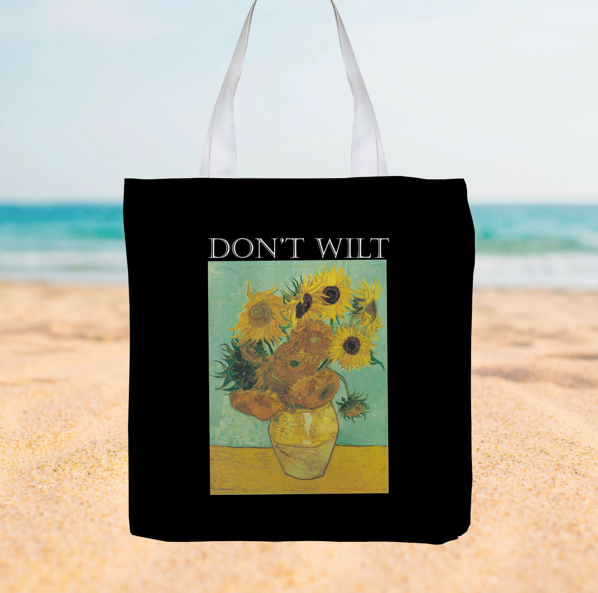 Van Gogh Sunflowers 'Don't Wilt' Painting - Canvas Tote bag