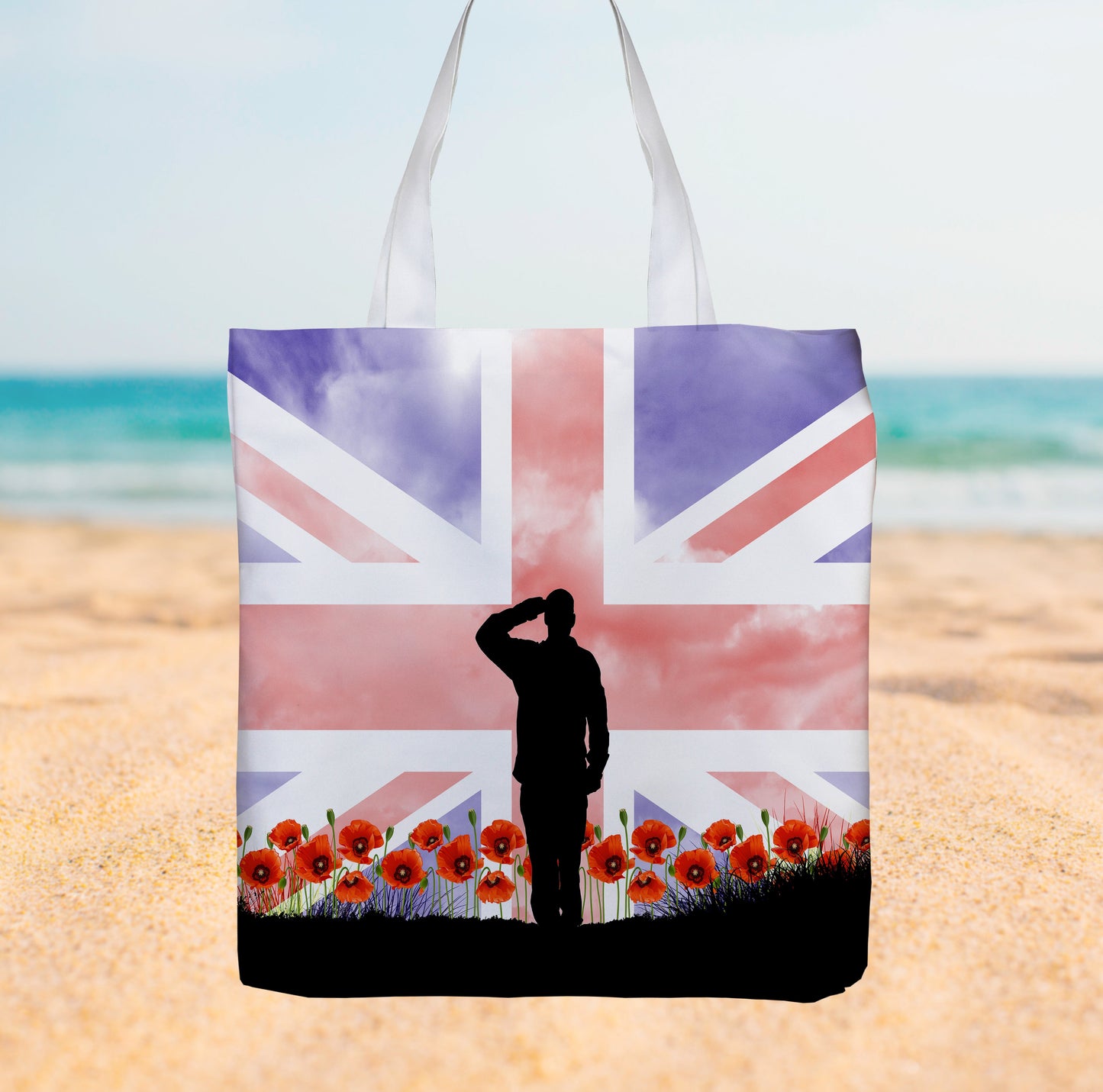 Remembrance Day Poppy Flag - Canvas Tote bag