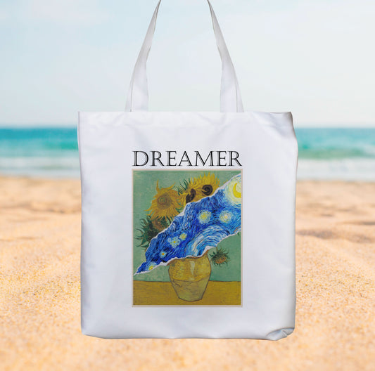 Van Gogh 'Dreamer' Sunflower Painting - Canvas Tote bag