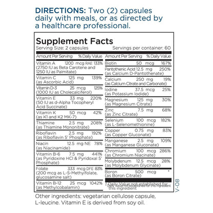 Metabolic Maintenance: Basic Maintenance Plus D-3 Without Iron – 120 Capsules