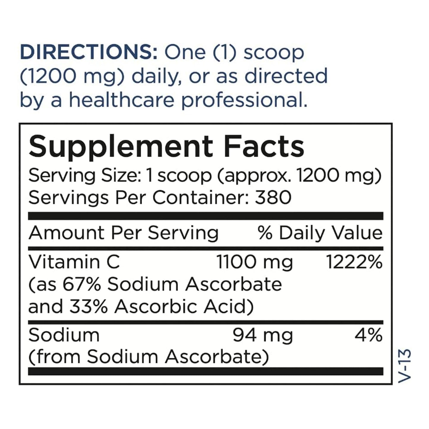 Metabolic Maintenance Pure Vitamin C Powder 1100 mg – Immune Support & Adrenal Health (Gluten Free, 1 lb)