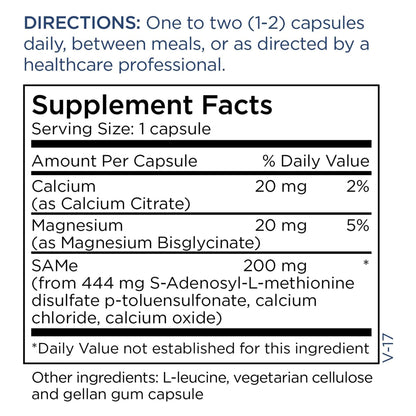 Metabolic Maintenance - SAMe 200 mg 60 Caps | Joint Support & Liver Health