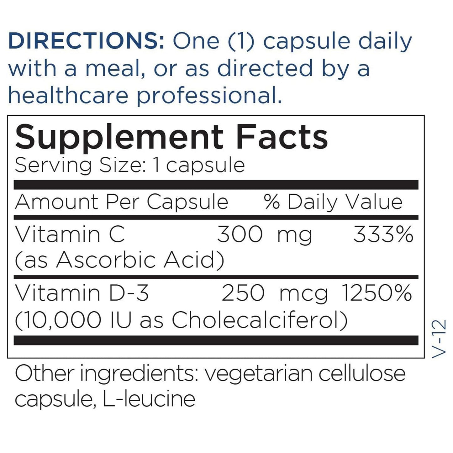 Metabolic Maintenance Vitamin D-3 10,000 IU | D3 with Vitamin C for Immune, Bone & Mood Support (60 Capsules)