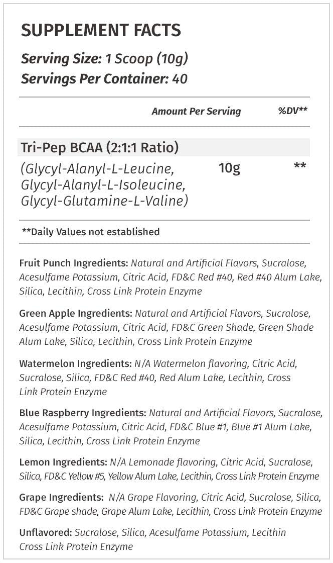 Metabolic Nutrition Tri-Pep BCAA Powder - Grape, 400g (40 Servings)