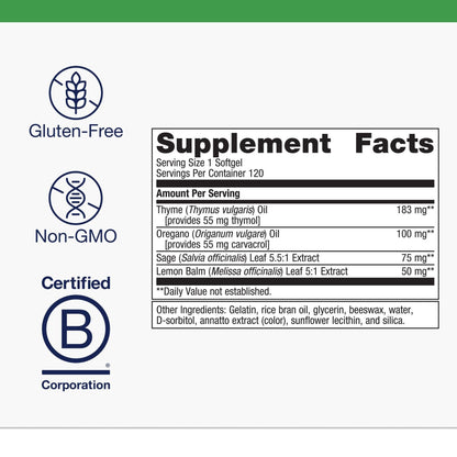 Metagenics Candibactin-AR: Oregano & Thyme Oils with Sage & Lemon Balm | Enteric-Coated Softgels