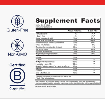 Metagenics Collagenics - Collagen‑Building Nutrients for Joint, Skin & Connective Tissue Support* - with L‑Proline, L‑Lysine, Vitamin C, Manganese & Zinc* - Non‑GMO, Gluten‑Free