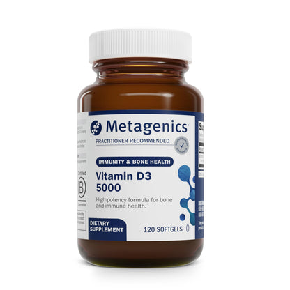 Metagenics Vitamin D3 5000 IU Softgels - High Potency 125 mcg in Coconut Oil, Non-GMO, Gluten-Free | 120 Count