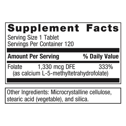 Metagenics FolaPro – L-5-MTHF Folate 1,330 mcg DFE | Supports Methylation, Homocysteine Metabolism & Cellular Health - Non-GMO, Gluten-Free, Vegetarian - 120 Tablets