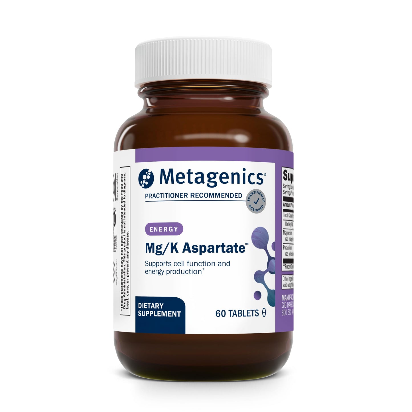 Metagenics Mg/K Aspartate Electrolyte Supplement - Heart, Muscle & Nerve Health - 60 Tablets