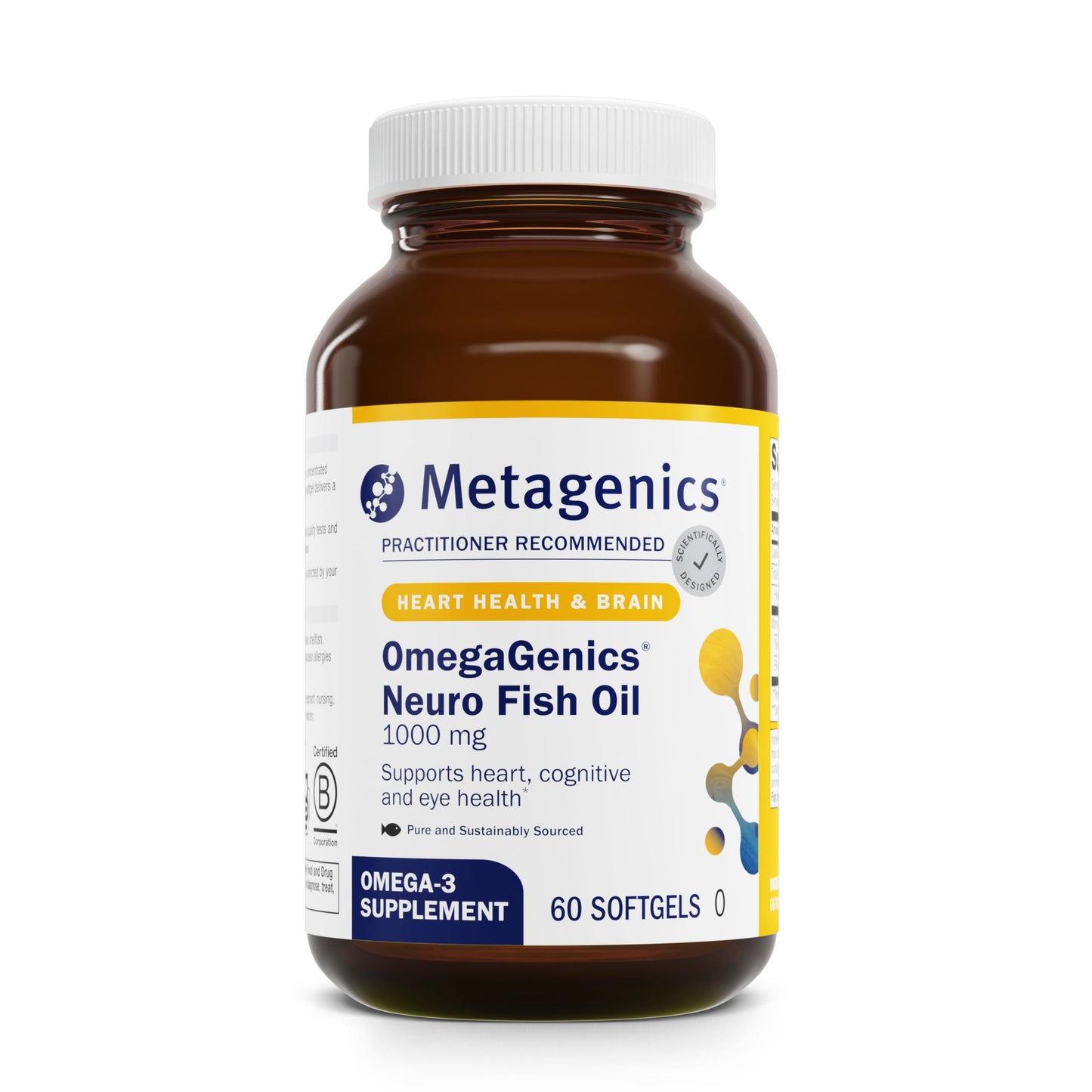 Metagenics OmegaGenics Fish Oil Neuro - 1000 mg Omega-3 (750 DHA / 250 EPA) | Non-GMO, Gluten-Free | 60 Softgels