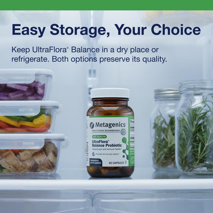 Metagenics UltraFlora Balance Probiotic – 15B CFU, Shelf-Stable, 60 Capsules – Non-GMO & Gluten-Free