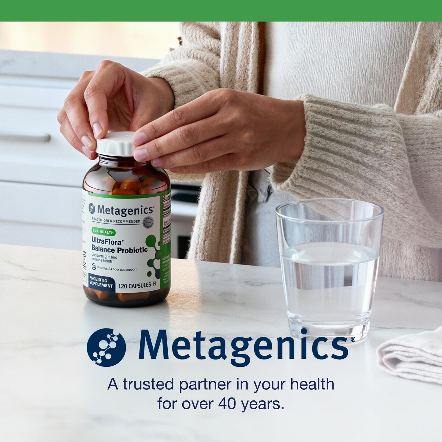 Metagenics UltraFlora Balance Probiotic - Shelf-Stable 15B CFU, 120 Capsules