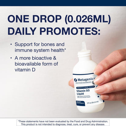 Metagenics Vitamin D3 Liquid 2oz – 2,275 Servings, Bone & Immune Support