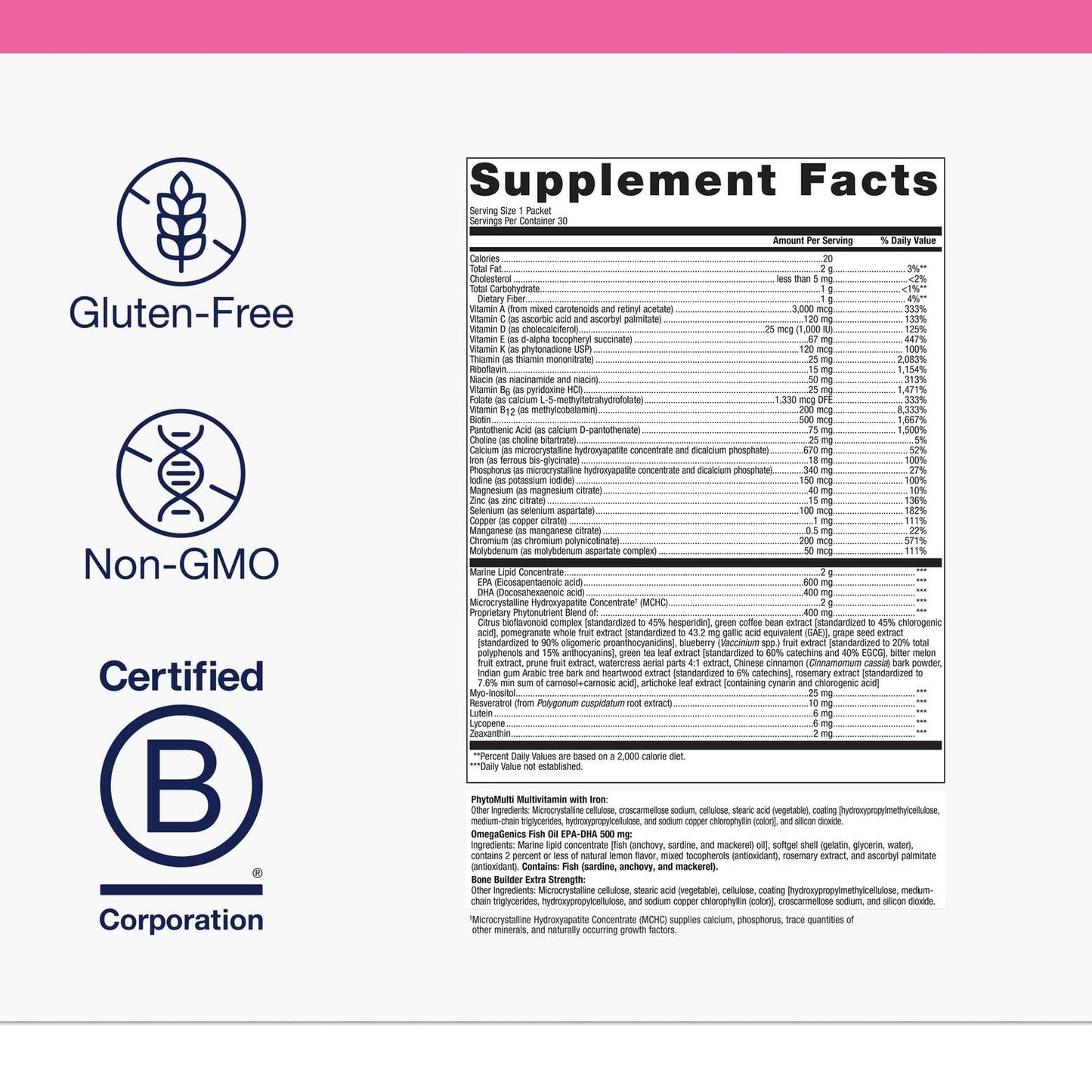 Metagenics Wellness Essentials Women's Daily Packets | Multivitamin, Omega-3s & Antioxidants | Non-GMO, Gluten-Free | 30 Packets