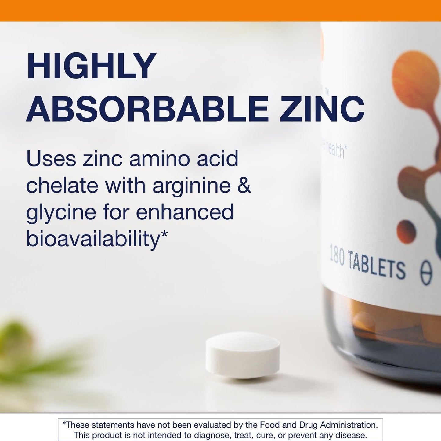 Metagenics Zinc A.G. Chelated Zinc with Arginine & Glycine – Immune, Bone, Skin Support | 180 Tablets
