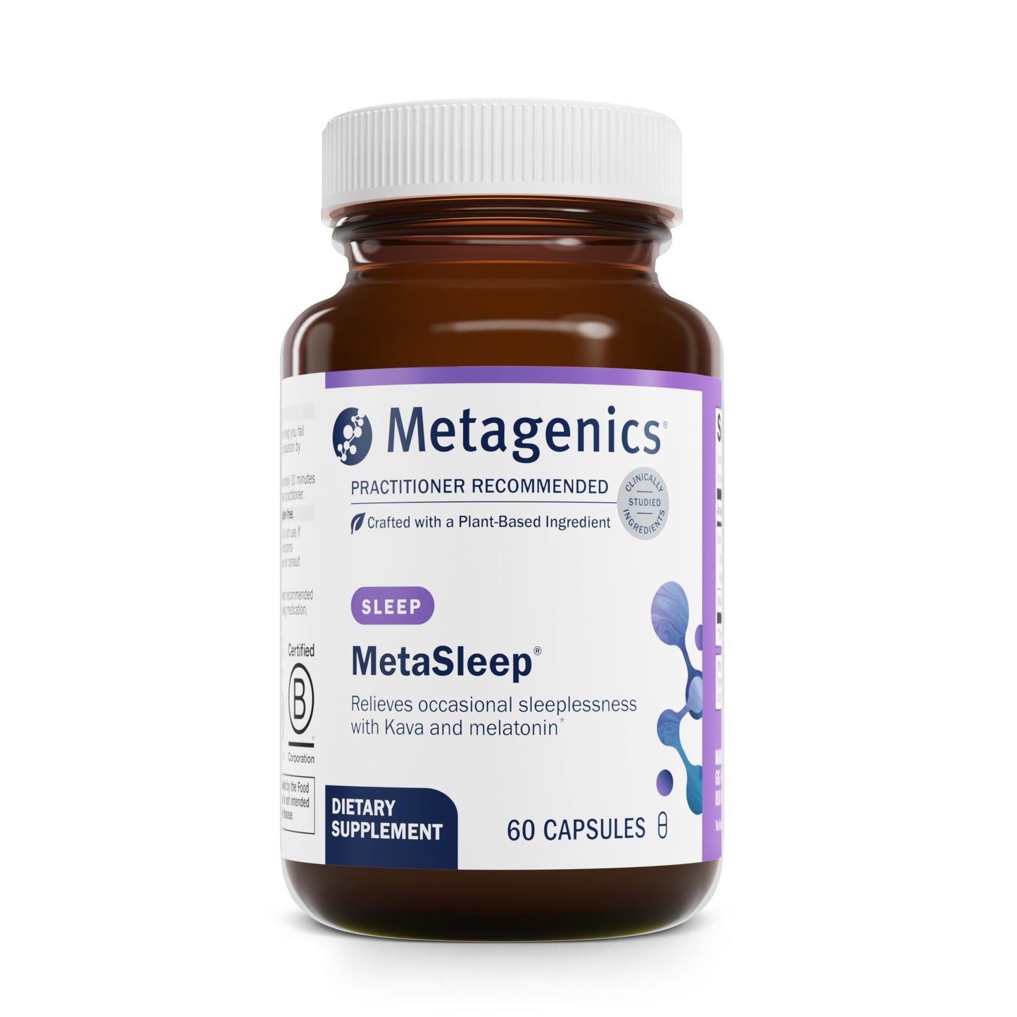 Metagenics MetaSleep Dual-Phase Melatonin Sleep Supplement – Kava Root, 60 Capsules – Non-GMO, Gluten-Free