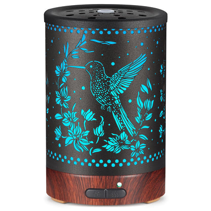 Metal Essential Oils Diffuser 150ML – Aromatherapy Cool Mist with 7-Color LED Lights & Auto Off
