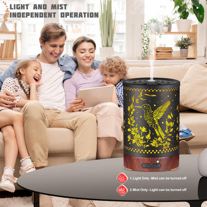 Metal Essential Oils Diffuser 150ML – Aromatherapy Cool Mist with 7-Color LED Lights & Auto Off