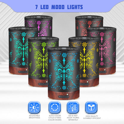 Metal Essential Oils Diffuser 150ML for Women Mom Grandma Wife – Ultrasonic with 7 Color Lights & Auto Off