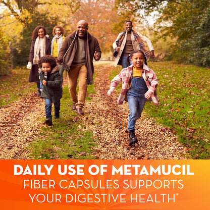 Metamucil Psyllium Husk Capsules, 160 Count – 3-in-1 Daily Fiber for Digestive Health and Regularity