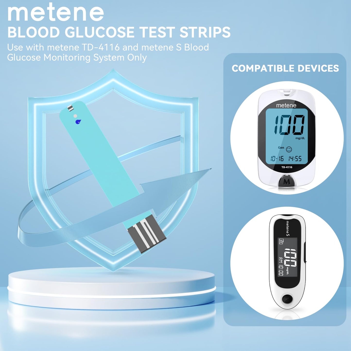 Metene TD-4116 Blood Glucose Test Strips – 200 Count for Metene TD-4116 & Metene S Monitors