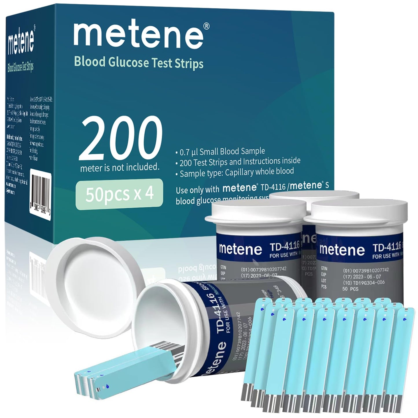 Metene TD-4116 Blood Glucose Test Strips – 200 Count for Metene TD-4116 & Metene S Monitors